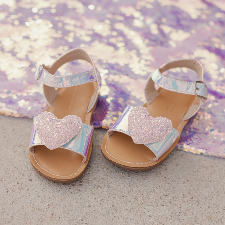BABYZZAM Shiny heart sandals for girls