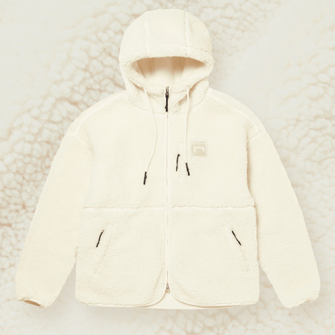 후드 셰르파 플리스 자켓-아이보리 HOODED SHERPA FLEECE JACKET-IVORY - 골스튜디오