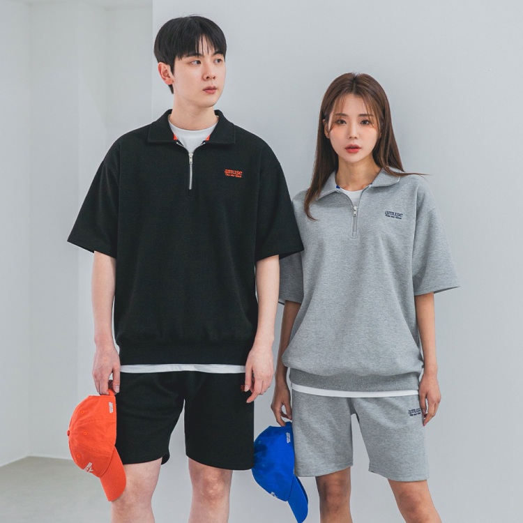 ALVINCLO 앨빈클로 AMUSE 반집업 카라 반팔 맨투맨 DLX3504 (4 COLOR)
