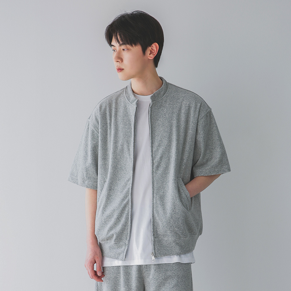 ALVINCLO [DE LUXE] 무지 테리 반팔 집업 DLX4602 (4 COLOR)