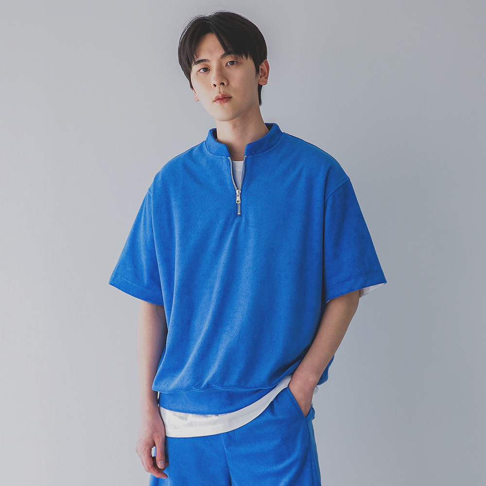 ALVINCLO [DE LUXE] 무지 테리 반집업 반팔티 DLX4601 (4 COLOR)