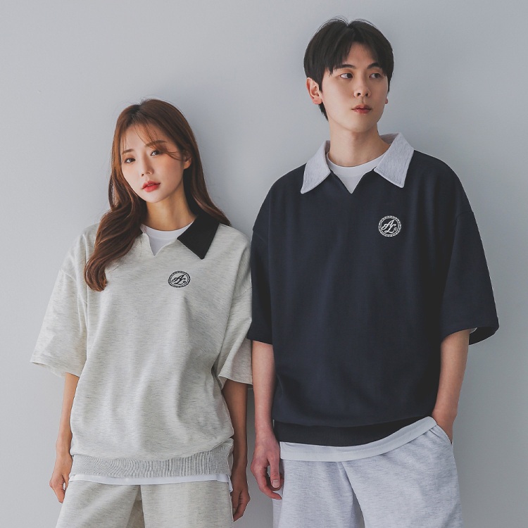 ALVINCLO 앨빈클로 월계수 로고 오픈 카라 반팔티 AST4525 (4 COLOR)
