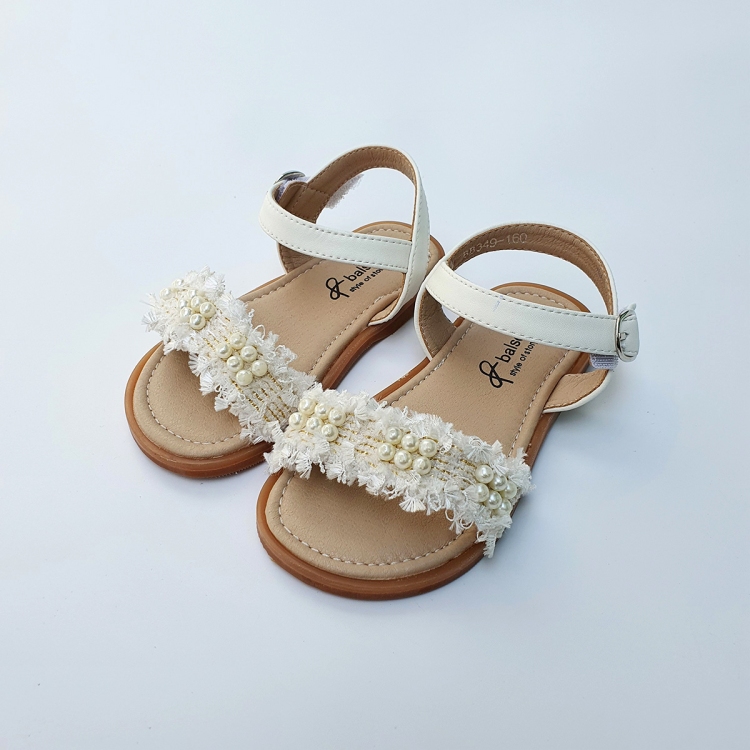 BABYZZAM tweed pearl sandals for girls