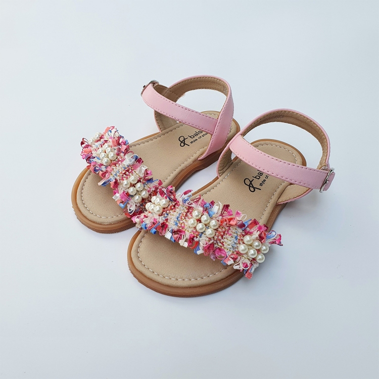 BABYZZAM tweed pearl sandals for girls