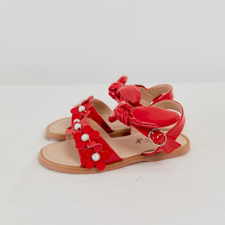 BABYZZAM Enamel pearl sandal red for girls