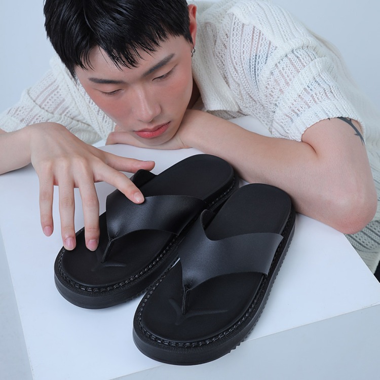 STEPS ST319 PYXIS VEGAN LEATHER FLIPFLOP CARBON BLACK