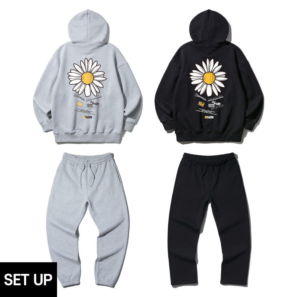 ALVINCLO [SET] ALVINCLO CHAMOMILE OVER-FIT HOODIE JOGGER/SEMI-WIDE PANTS SET-UP