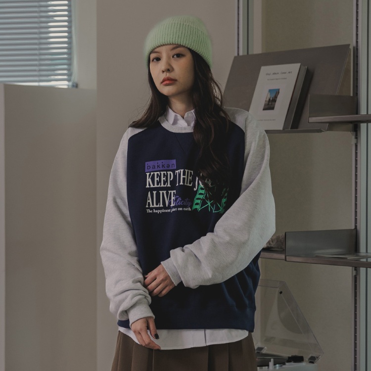BAKKEN Bakken Keep The Joy Alive Raglan Sweatshirt BK5987_Navy