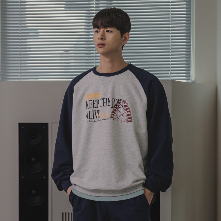 BAKKEN Bakken Keep The Joy Alive Raglan Sweatshirt BK5987_Melange White