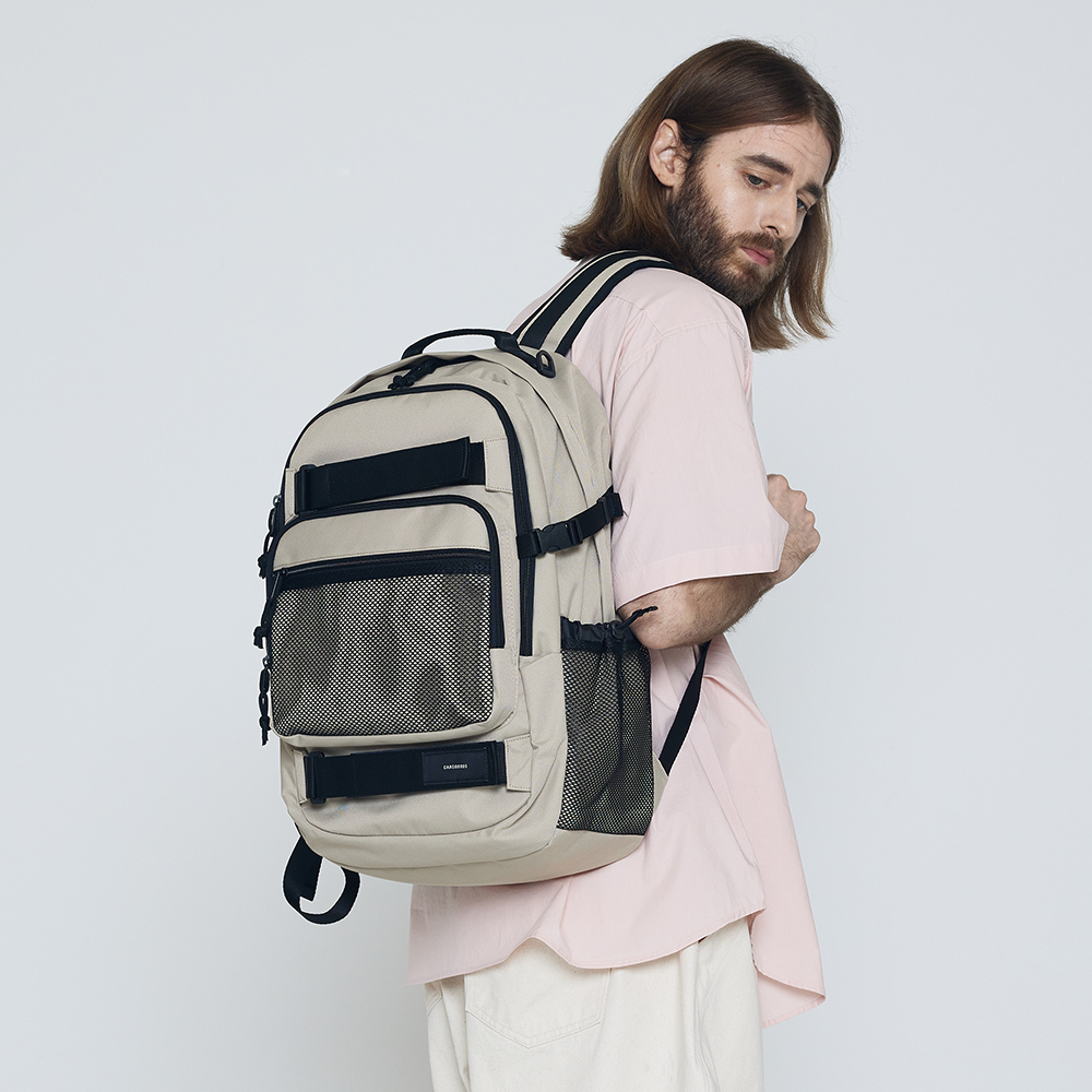 CB DOUBLE STRAP POCKET BACKPACK (BEIGE) CB DOUBLE STRAP POCKET BACKPACK ...