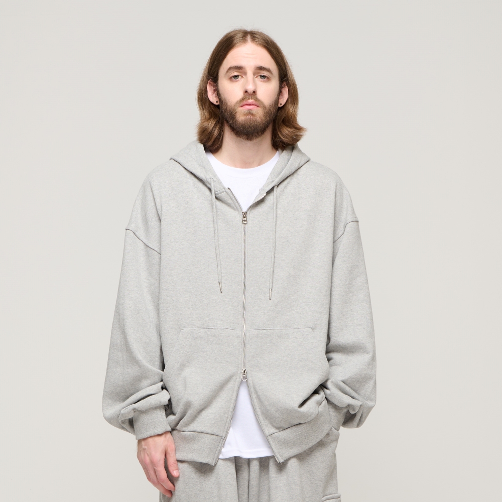 Squareline Line Cut Off 2way Hood Zip-up - Gray 