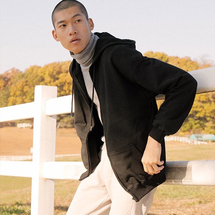 CHUBASCO 츄바스코 Basic pull zipup Hoodie BH201 블랙