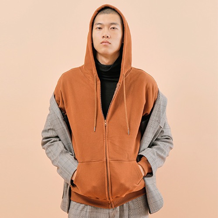 CHUBASCO 츄바스코 Basic pull zipup Hoodie BH202 브라운