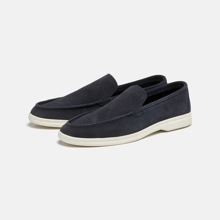 CUSTOM ADE 3cm COWHIDE SUEDE LOAFER LOUIS NAVY