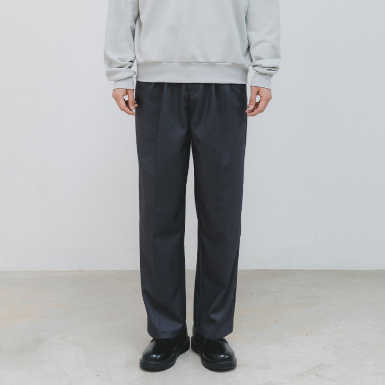 BAKKEN Bakken Side Hidden Banding Two-Tuck Wide Slacks BK8901_Charcoal