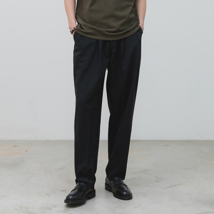 BAKKEN Bakken Side Hidden Banding One-Tuck Tapered Slacks BK8902_Black