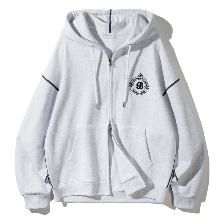 BAKKEN Bakken SIGNATURE B Hoodid zip-up BK7690_멜란지화이트