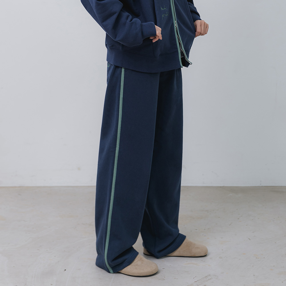 BAKKEN Bakken side point color match semi-wide sweat pants BK9986_navy