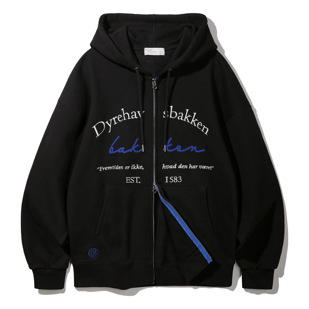 BAKKEN Bakken color point lettering 2way zip-up hoodie BK7984_Black