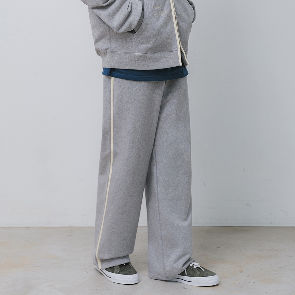 BAKKEN Bakken side point color match semi-wide sweat pants BK9986_Melangegray