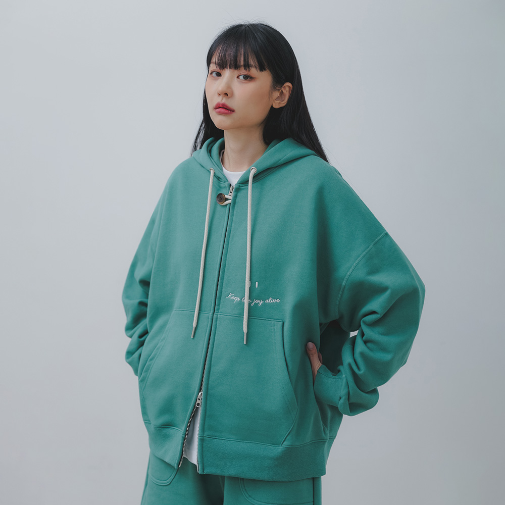 BAKKEN Bakken Smile Logo 2WAY Button Hooded Zip-Up BK7985_Green