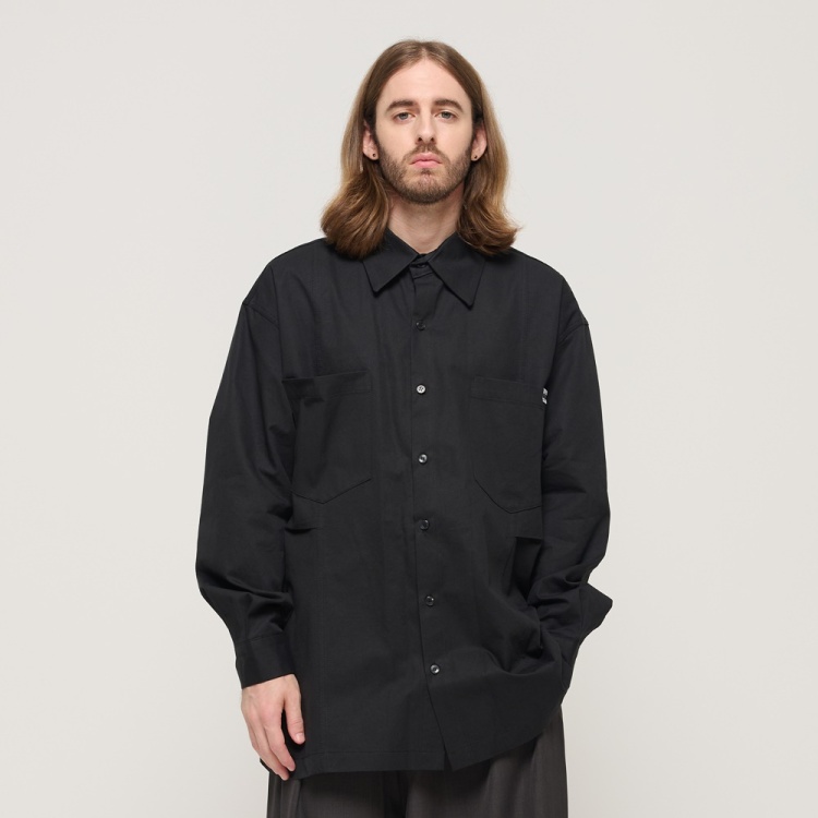 CARGOBROS OXFORD LINE TWO-POCKET OVERSHIRT (BLACK)
