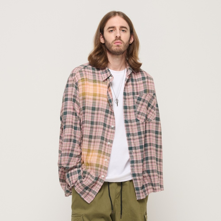 CARGOBROS VINTAGE AMERICAN WASHING CHECK SHIRT (NAVY)