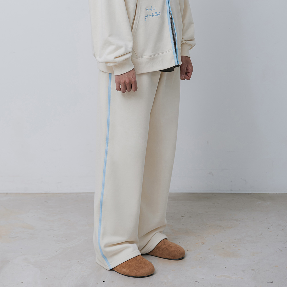 BAKKEN Bakken side point color match semi-wide sweat pants BK9986_cream
