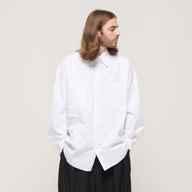 CARGOBROS OXFORD LINE TWO-POCKET OVERSHIRT (WHITE)