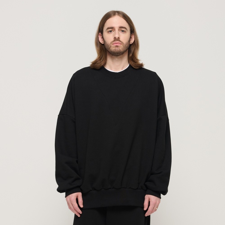 CARGOBROS ROUND NECK POINT RAGLAN TERRY SWEATSHIRT (BLACK)