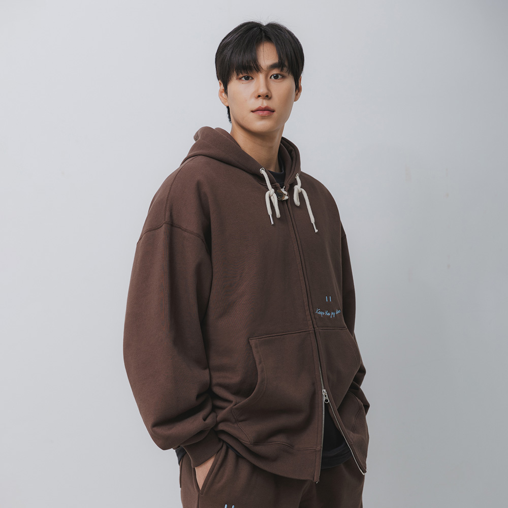 BAKKEN Bakken Smile Logo 2WAY Button Hooded Zip-Up BK7985_Brown