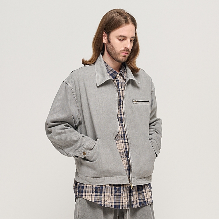 CARGOBROS VINTAGE PIGMENT WORK TRUCKER JACKET (GRAY)