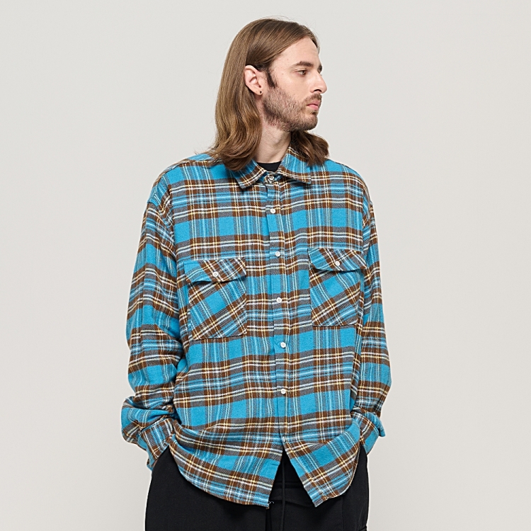 CARGOBROS CB TWO POCKET OVER CHECK SHIRT (BLUE)
