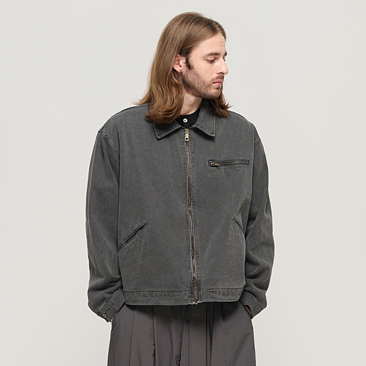 CARGOBROS VINTAGE PIGMENT WORK TRUCKER JACKET (BLACK)