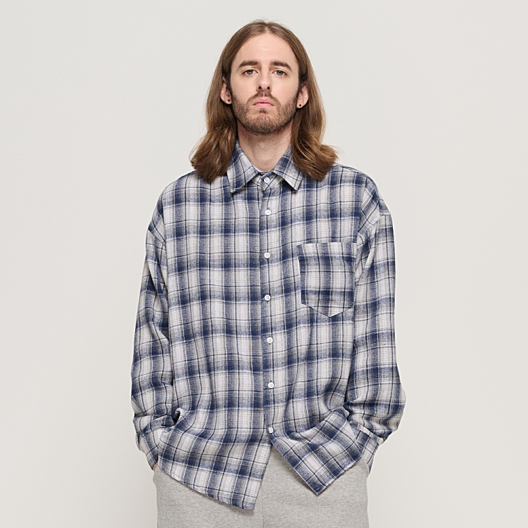 CARGOBROS GRANG OVERSIZED CHECK SHIRT (NAVY)