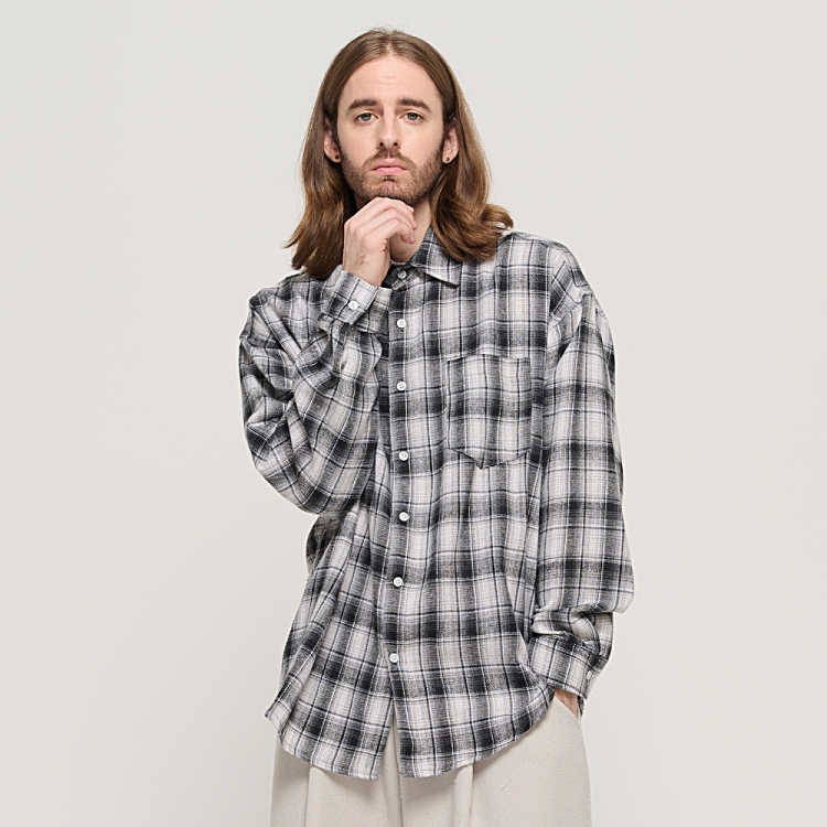 CARGOBROS GRANG OVERSIZED CHECK SHIRT (BLACK)