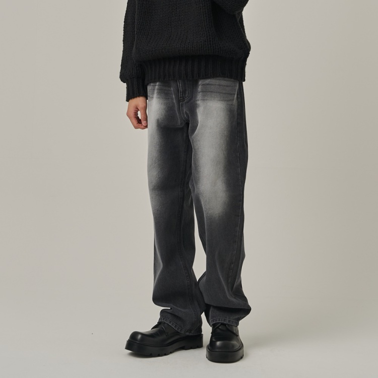 ANALOG MOOD Snow-washing Semi-Straight Denim Pants