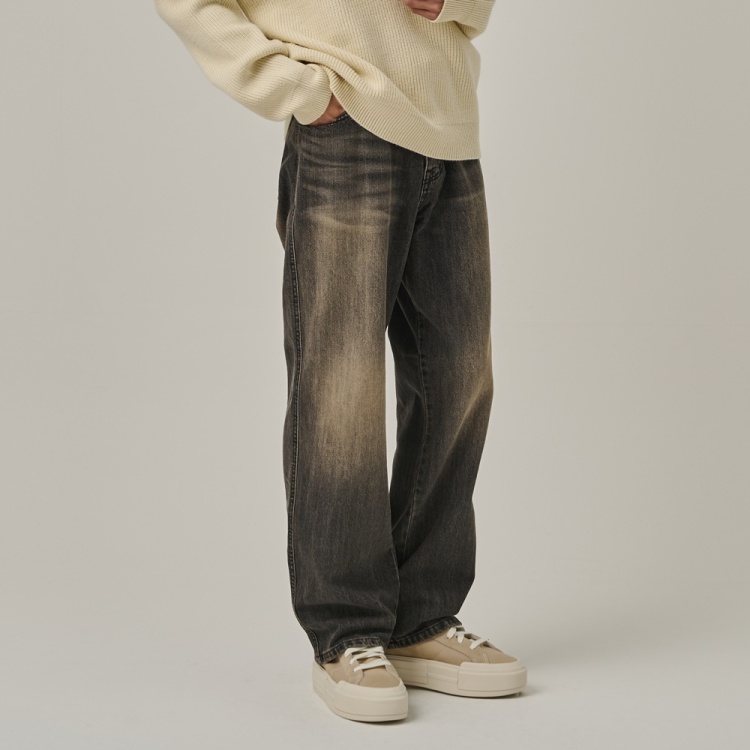ANALOG MOOD Sand-washing Semi-Wide Denim Pants