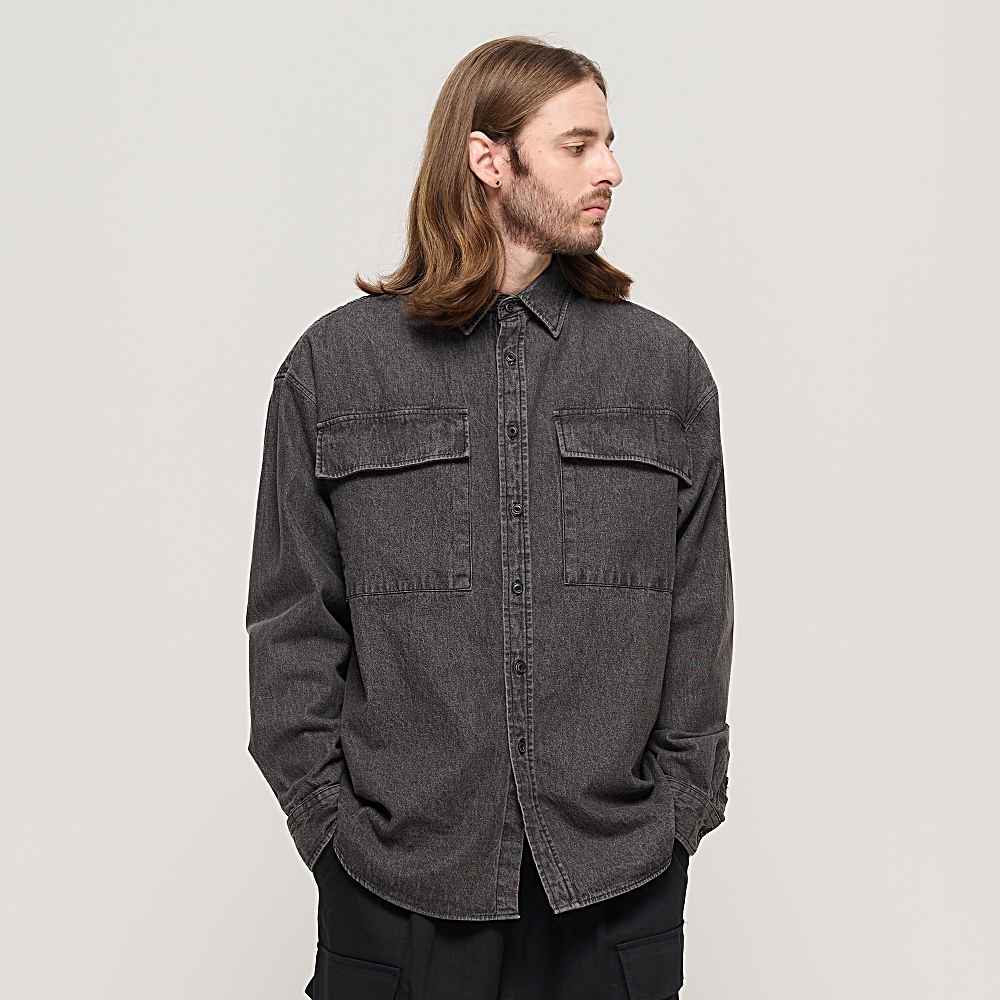 CARGOBROS TWO POCKET DENIM OVER SHIRT (BLACK)