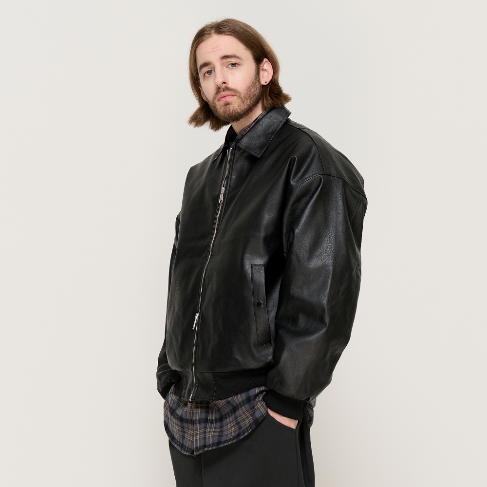 CARGOBROS LIKE ECO LEATHER JUMPER (BLACK)