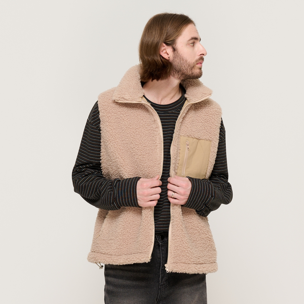 CARGOBROS FLEECE POCKET VEST (BEIGE)