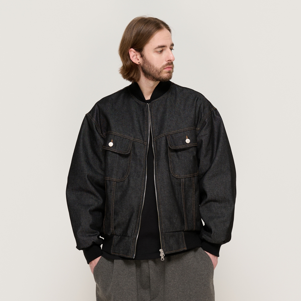 CARGOBROS NON-FACE DENIM BLOUSON WORK JUMPER (BLACK)