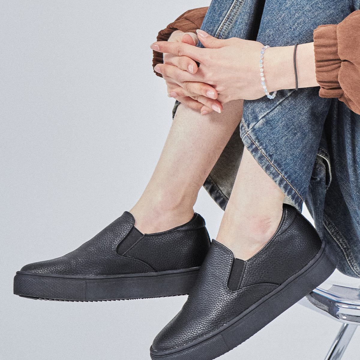 HT3504 6cm 키높이 슬립온 디펜드 블랙 HT3504 6cm Height Slip on Defend Black - 힐탑