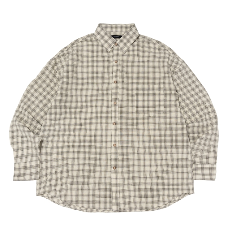 CARGOBROS VINTAGE CORE OVERSIZED CHECK SHIRT (IVORY)