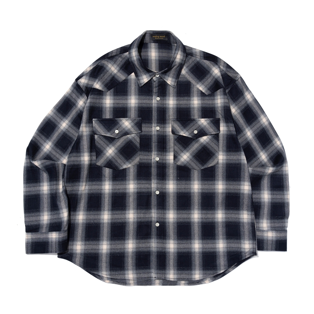 ANALOG MOOD FLANNEL OVERSIZED CHECK SHIRT (NAVY)