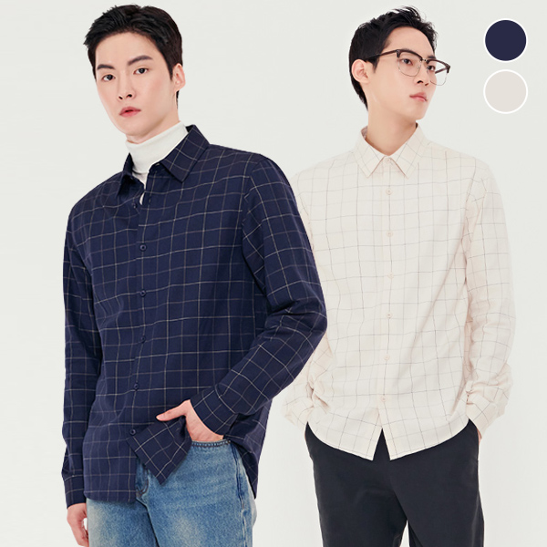 シャツ ASCLO Color Window Check Shirt (2color) Range Shirt - White w/ Red and Purple Windowpane – &Collar