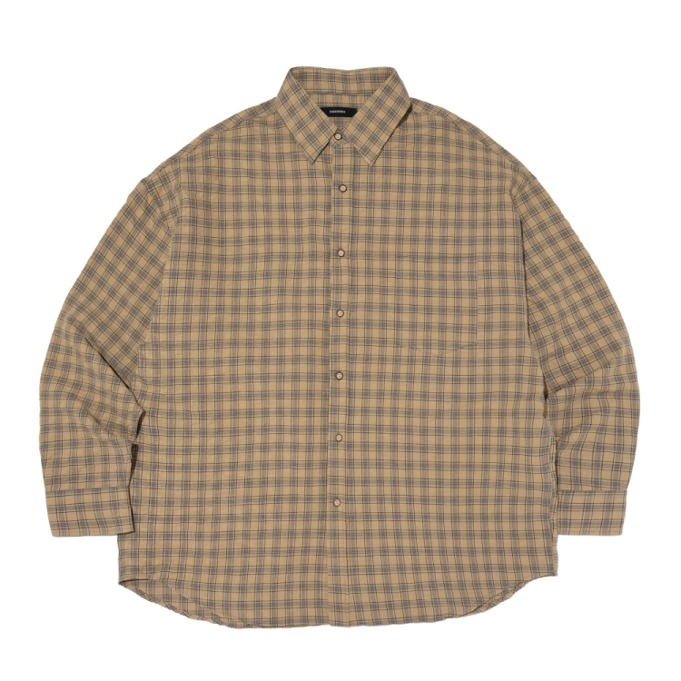 CARGOBROS VINTAGE CORE OVERSIZED CHECK SHIRT (MUSTARD)