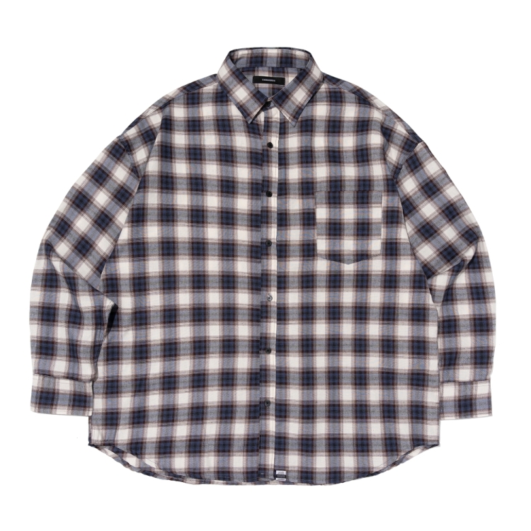 CARGOBROS VINTAGE POCKET OVERSIZED CHECK SHIRT (NAVY)