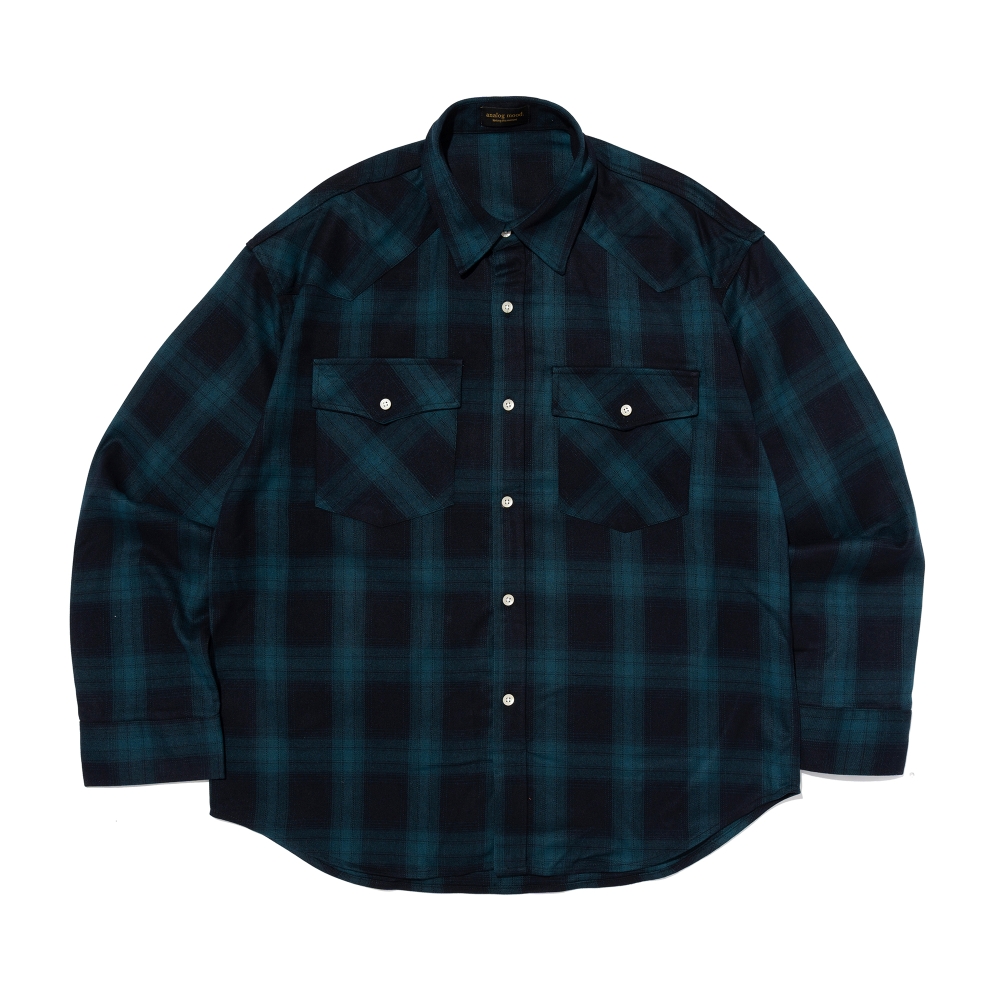 ANALOG MOOD FLANNEL OVERSIZED CHECK SHIRT (GREEN)