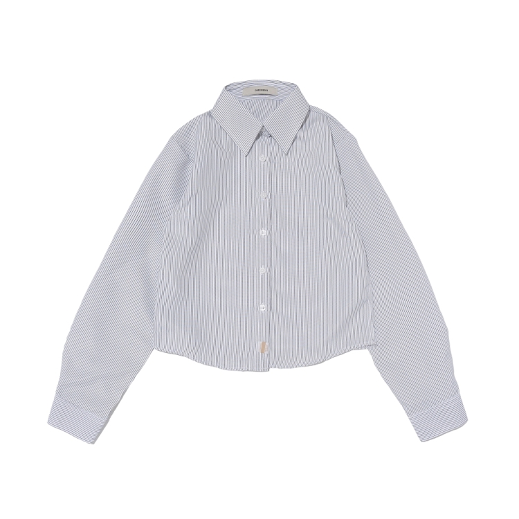 CARGOBROS FOR WOMAN Stripe Crop Long Sleeve Shirt (White)